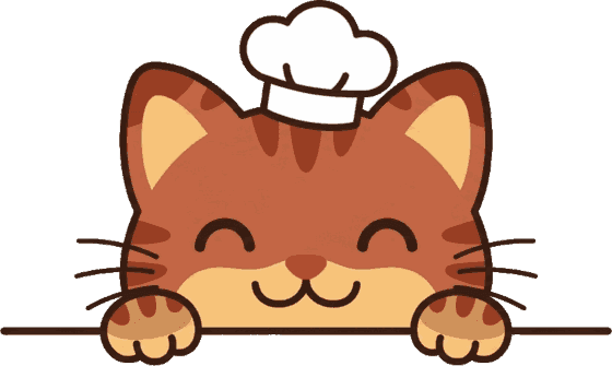 June peeking over in a chef's hat